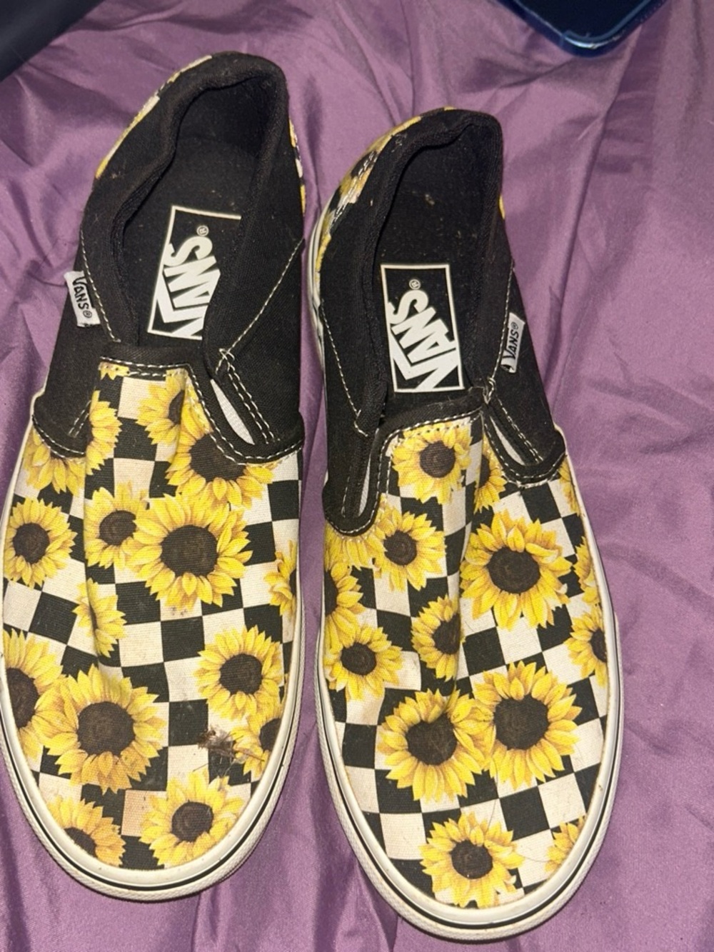 Vans' Black & Yellow Sunflower Slip-On Shoes